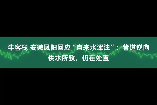 牛客栈 安徽凤阳回应“自来水浑浊”：管道逆向供水所致，仍在处置